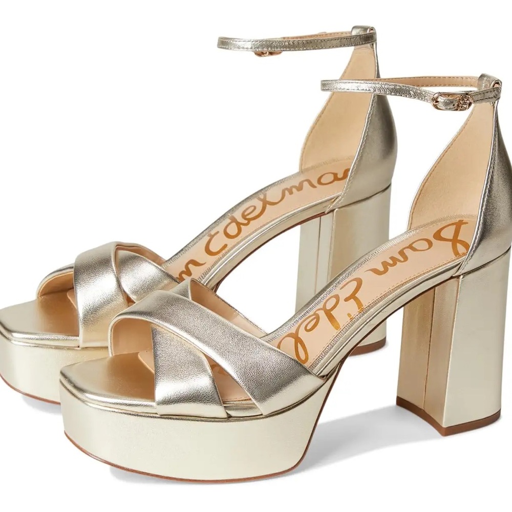 Sam Edelman Jullian Metallic Gold Platform Sandals 9 brand new in box